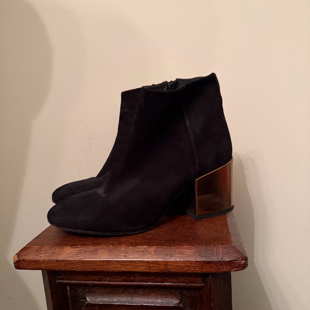 Fabio Rusconi Black Suede Gold Heel Boots